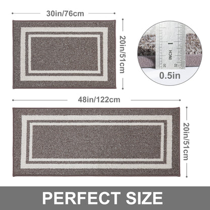 COSY HOMEER Kitchen Rugs and Mats 2 Pieces, Kitchen Runner Carpet Non-Slip, Kitchen Floor Mat Machine Washable, Rugs for Kitchen, Floor and Home