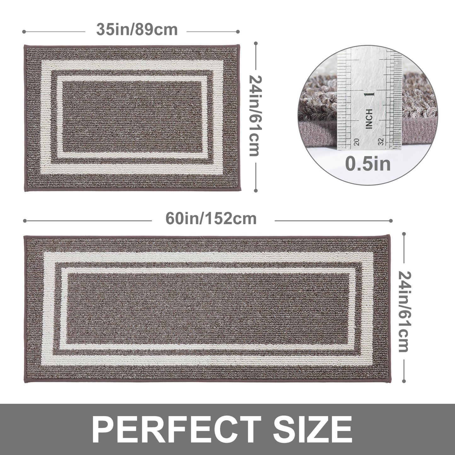 COSY HOMEER Kitchen Rugs and Mats 2 Pieces, Kitchen Runner Carpet Non-Slip, Kitchen Floor Mat Machine Washable, Rugs for Kitchen, Floor and Home