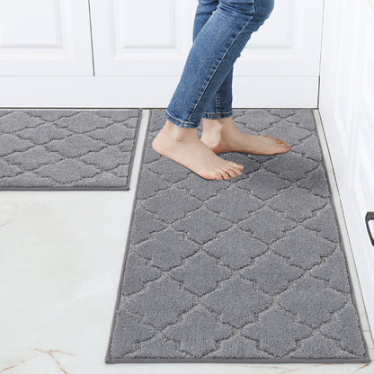 COSY HOMEER Kitchen Mats 2 PCS, Soft and Absorbent Kitchen Rug Non-Slip, Stain-Resistant Kitchen Runners Machine Washable, Rugs for Kitchen, Laundry Room, Entrance