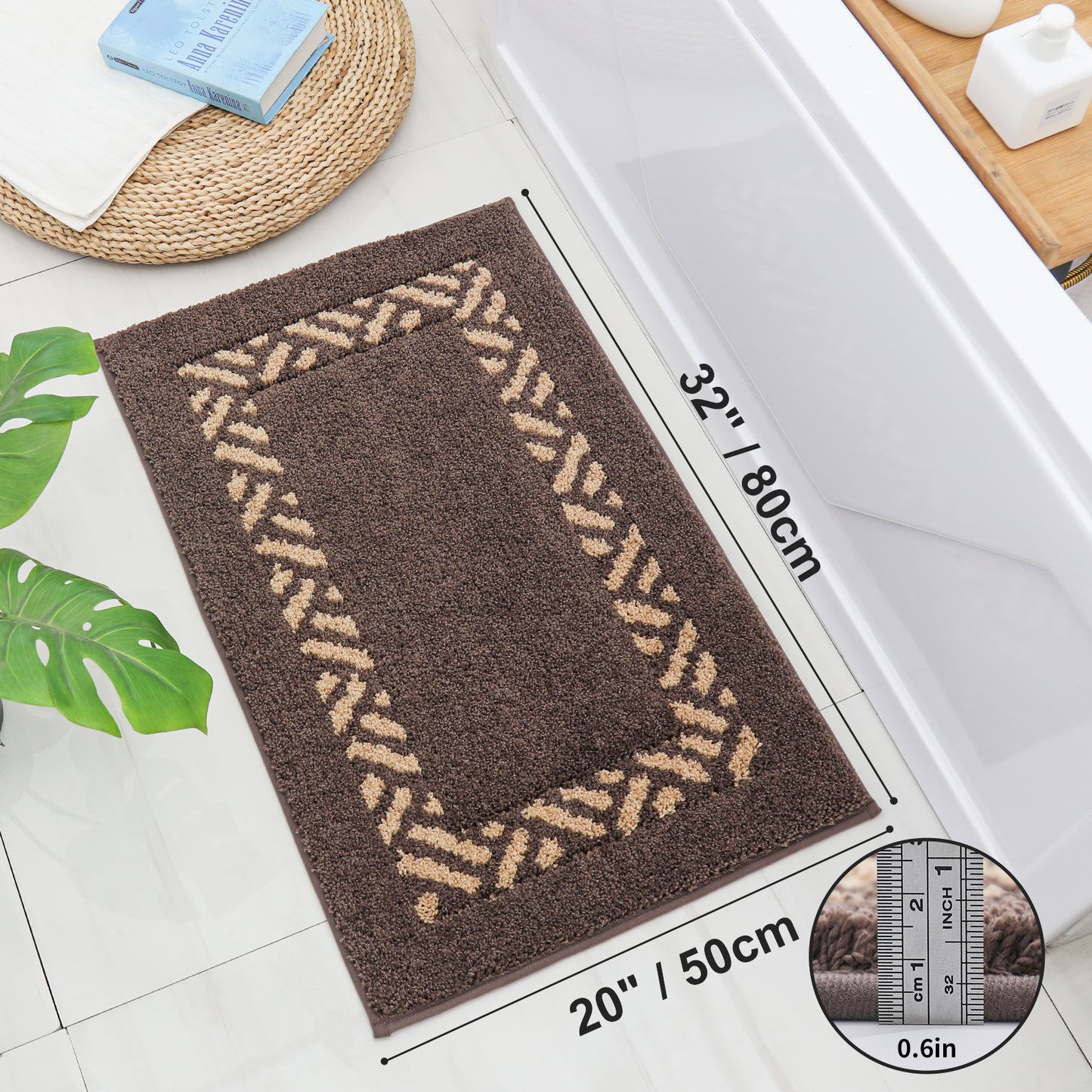 COSY HOMEER Microfiber Bathroom Rug, Soft and Absorbent Bath Mat Non-Slip, Thick Plush Bath Rugs Machine Washable for Bathroom Floor, Tubs and Showers