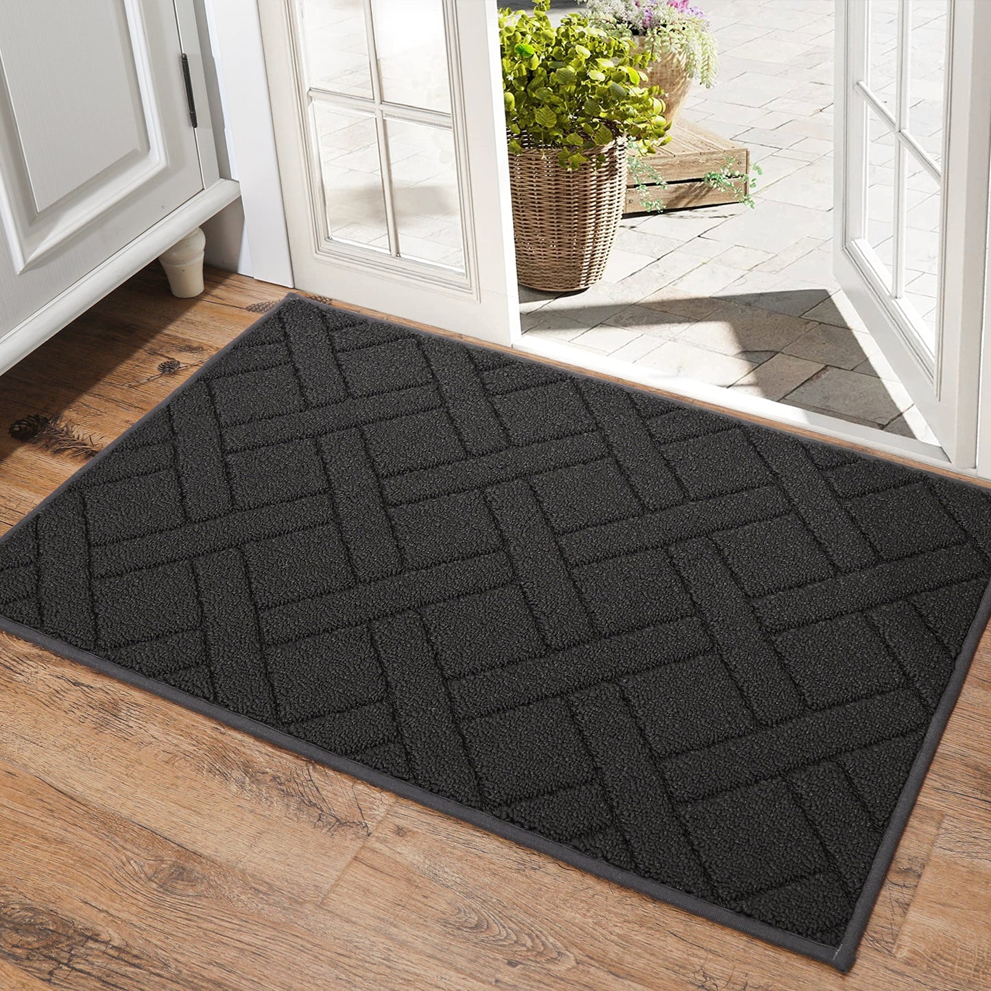 COSY HOMEER Indoor Doormat, Front Door Mat Non-Slip for Entrance, Absorbent Resist Dirt Door Rug for Inside, Low-Profile Welcome Mat, Entryway Rug Floor Mats Machine Washable