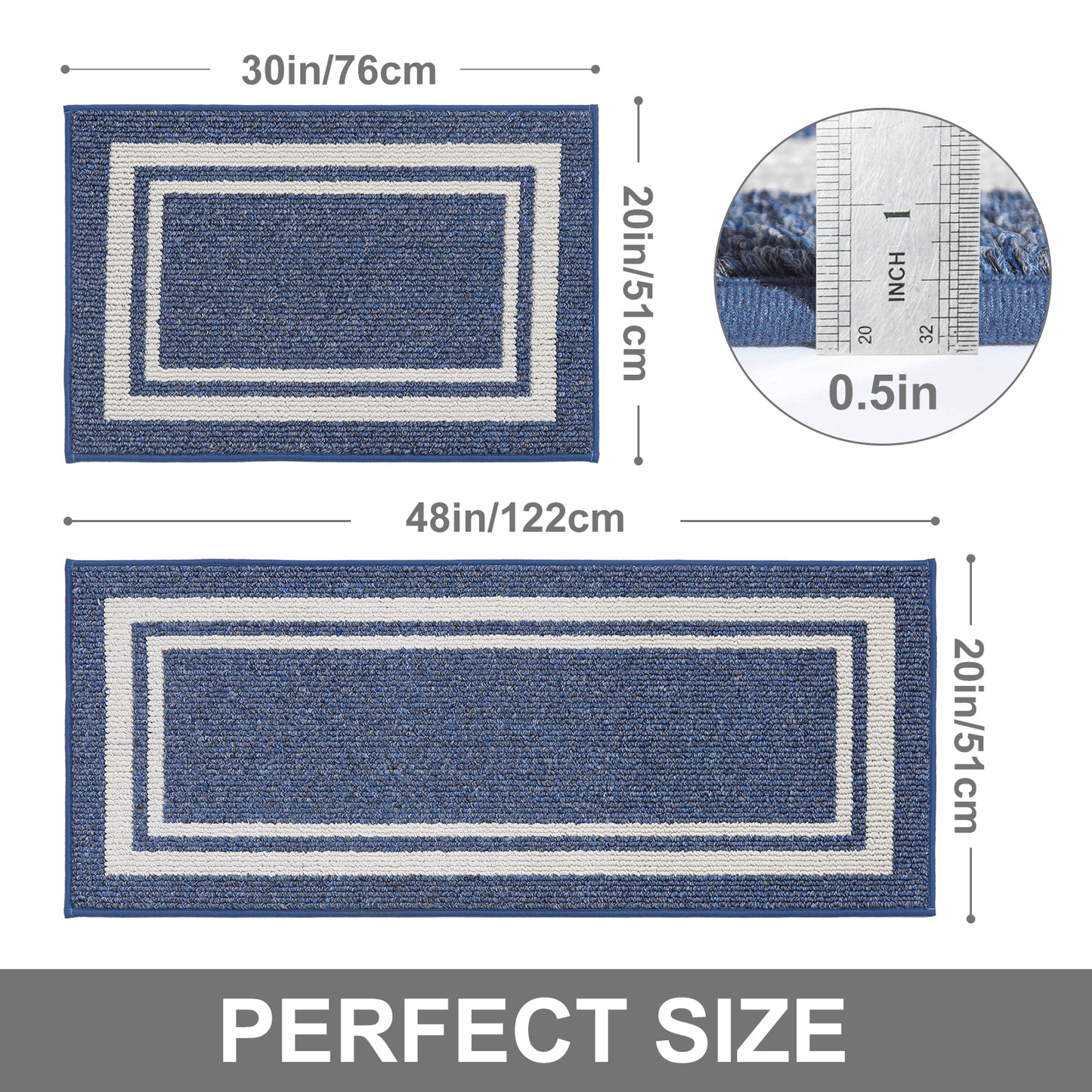 COSY HOMEER Kitchen Rugs and Mats 2 Pieces, Kitchen Runner Carpet Non-Slip, Kitchen Floor Mat Machine Washable, Rugs for Kitchen, Floor and Home