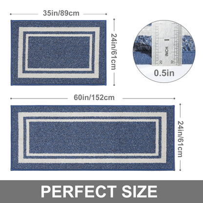 COSY HOMEER Kitchen Rugs and Mats 2 Pieces, Kitchen Runner Carpet Non-Slip, Kitchen Floor Mat Machine Washable, Rugs for Kitchen, Floor and Home