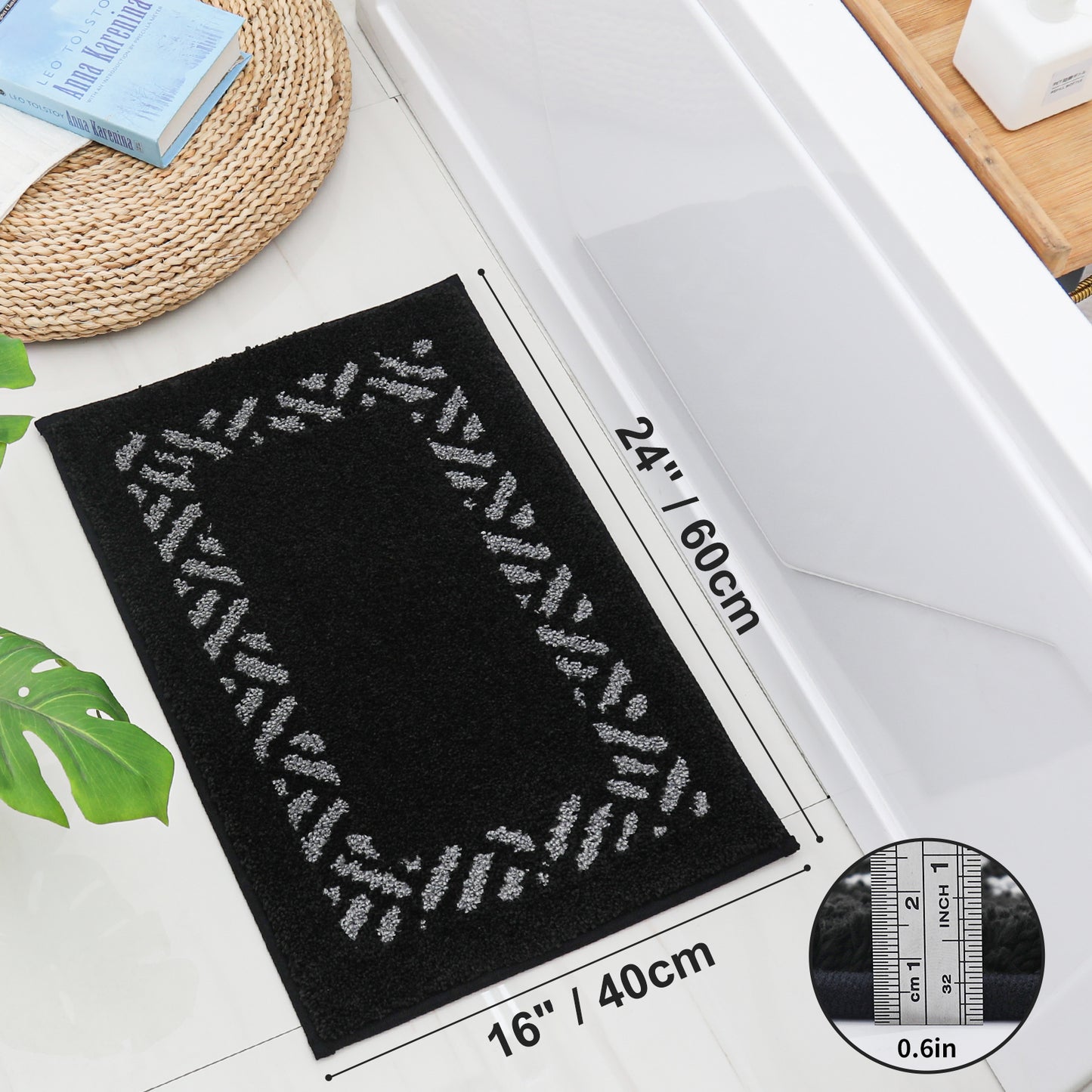 COSY HOMEER Microfiber Bathroom Rug, Soft and Absorbent Bath Mat Non-Slip, Thick Plush Bath Rugs Machine Washable for Bathroom Floor, Tubs and Showers