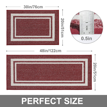 COSY HOMEER Kitchen Rugs and Mats 2 Pieces, Kitchen Runner Carpet Non-Slip, Kitchen Floor Mat Machine Washable, Rugs for Kitchen, Floor and Home