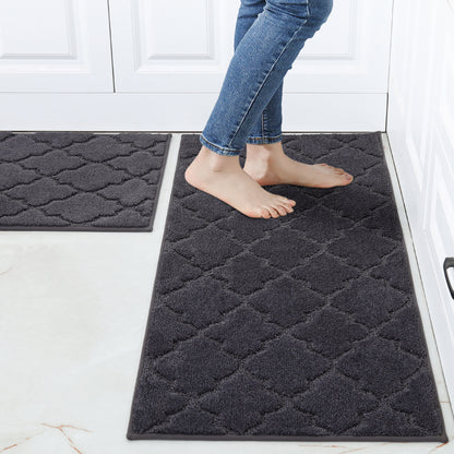 COSY HOMEER Kitchen Mats 2 PCS, Soft and Absorbent Kitchen Rug Non-Slip, Stain-Resistant Kitchen Runners Machine Washable, Rugs for Kitchen, Laundry Room, Entrance