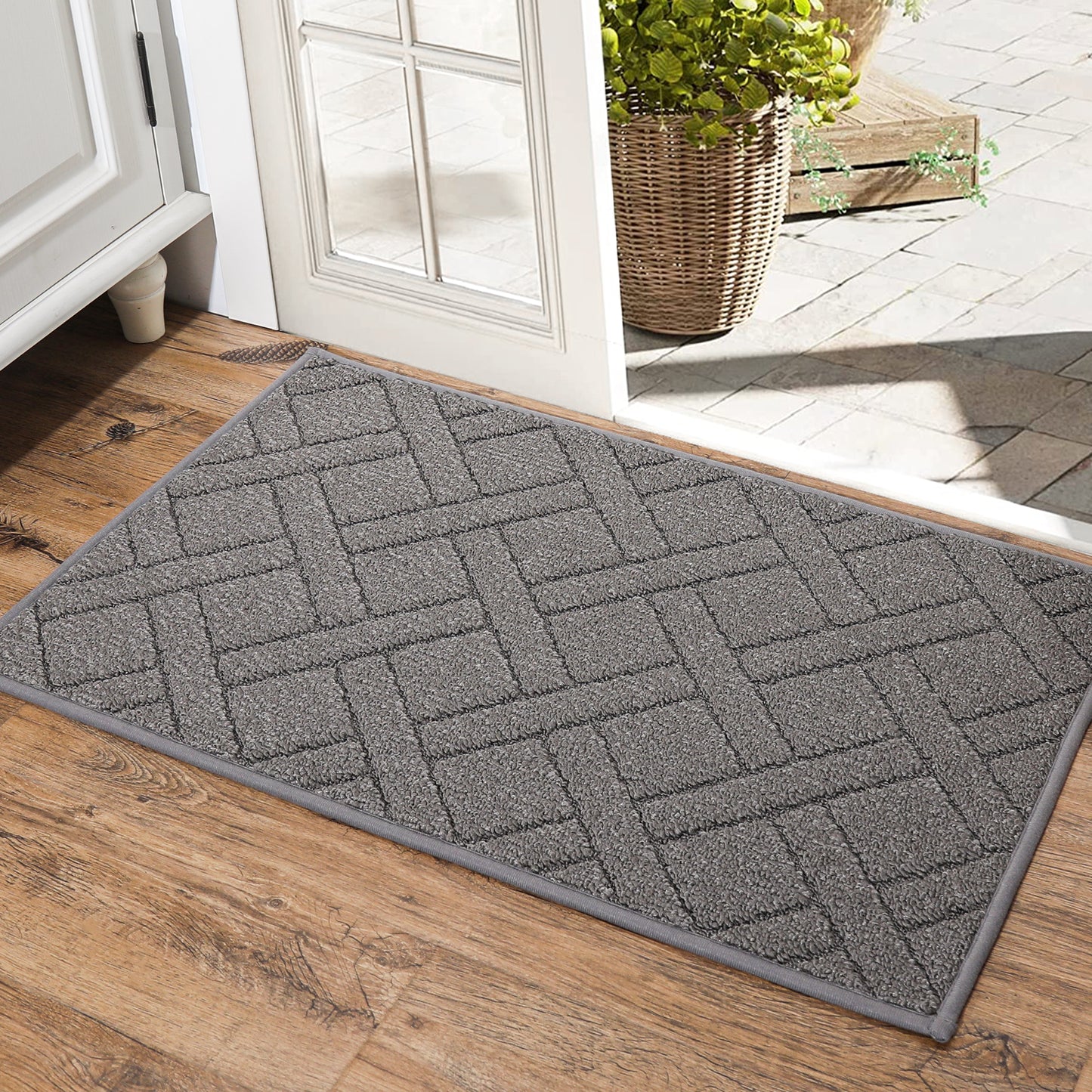 COSY HOMEER Indoor Doormat, Front Door Mat Non-Slip for Entrance, Absorbent Resist Dirt Door Rug for Inside, Low-Profile Welcome Mat, Entryway Rug Floor Mats Machine Washable