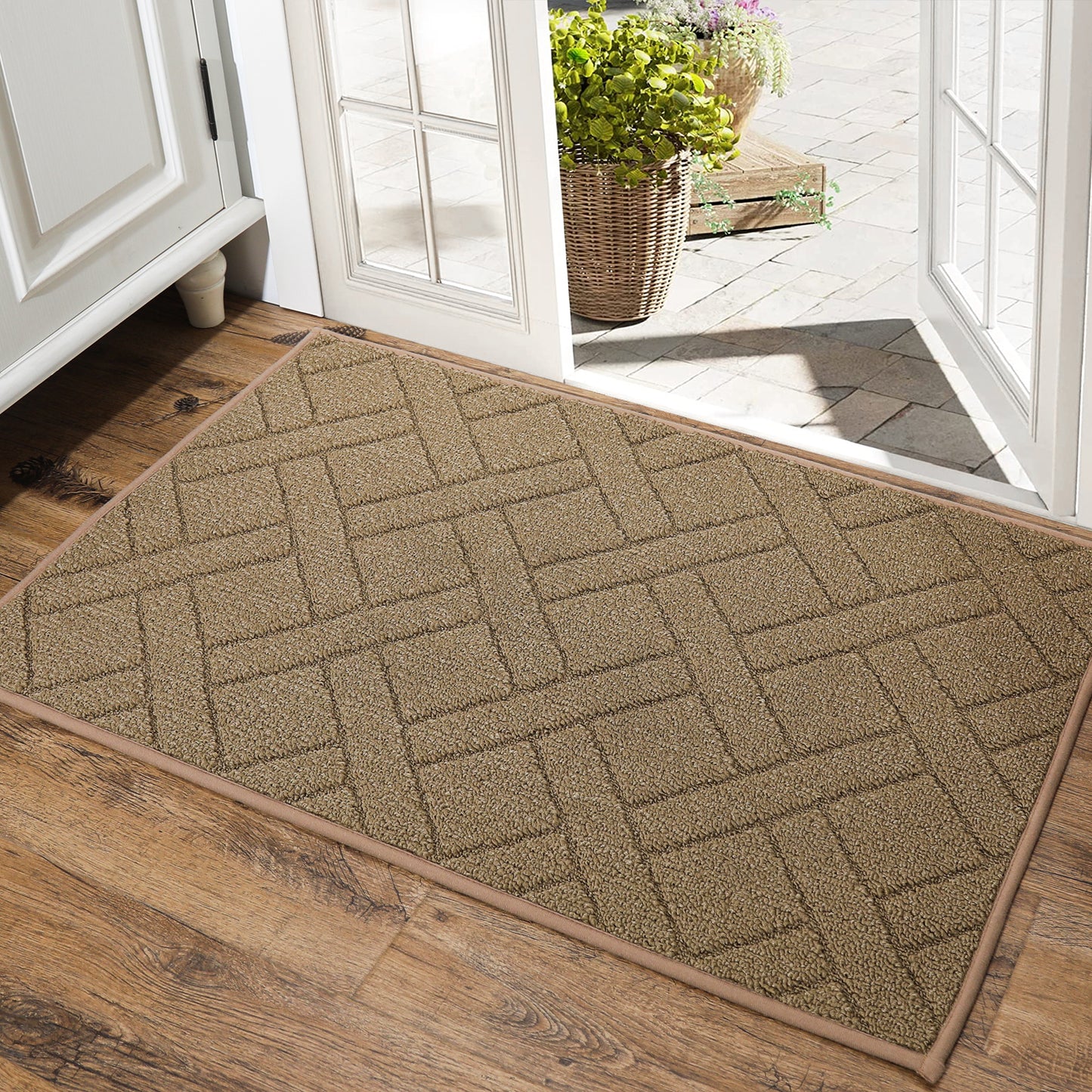 COSY HOMEER Indoor Doormat, Front Door Mat Non-Slip for Entrance, Absorbent Resist Dirt Door Rug for Inside, Low-Profile Welcome Mat, Entryway Rug Floor Mats Machine Washable