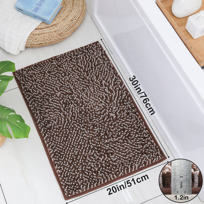 COSY HOMEER Chenille Bathroom Rug, Soft Absorbent Bath Mat Non-Slip, 1.2" Thick Plush Bath Rugs Machine Washable for Bathroom Floor, Tubs and Showers