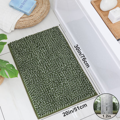 COSY HOMEER Chenille Bathroom Rug, Soft Absorbent Bath Mat Non-Slip, 1.2" Thick Plush Bath Rugs Machine Washable for Bathroom Floor, Tubs and Showers