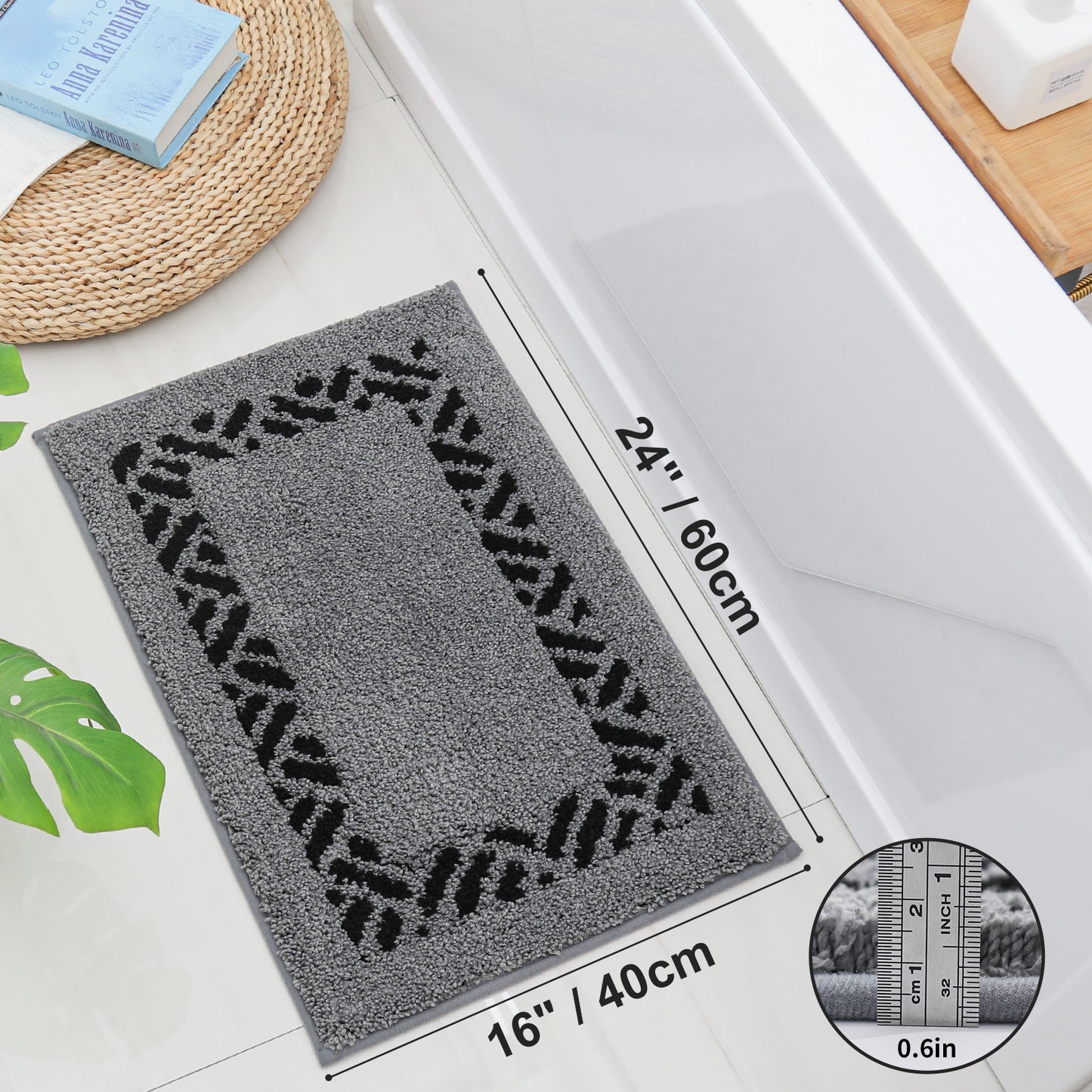 COSY HOMEER Microfiber Bathroom Rug, Soft and Absorbent Bath Mat Non-Slip, Thick Plush Bath Rugs Machine Washable for Bathroom Floor, Tubs and Showers