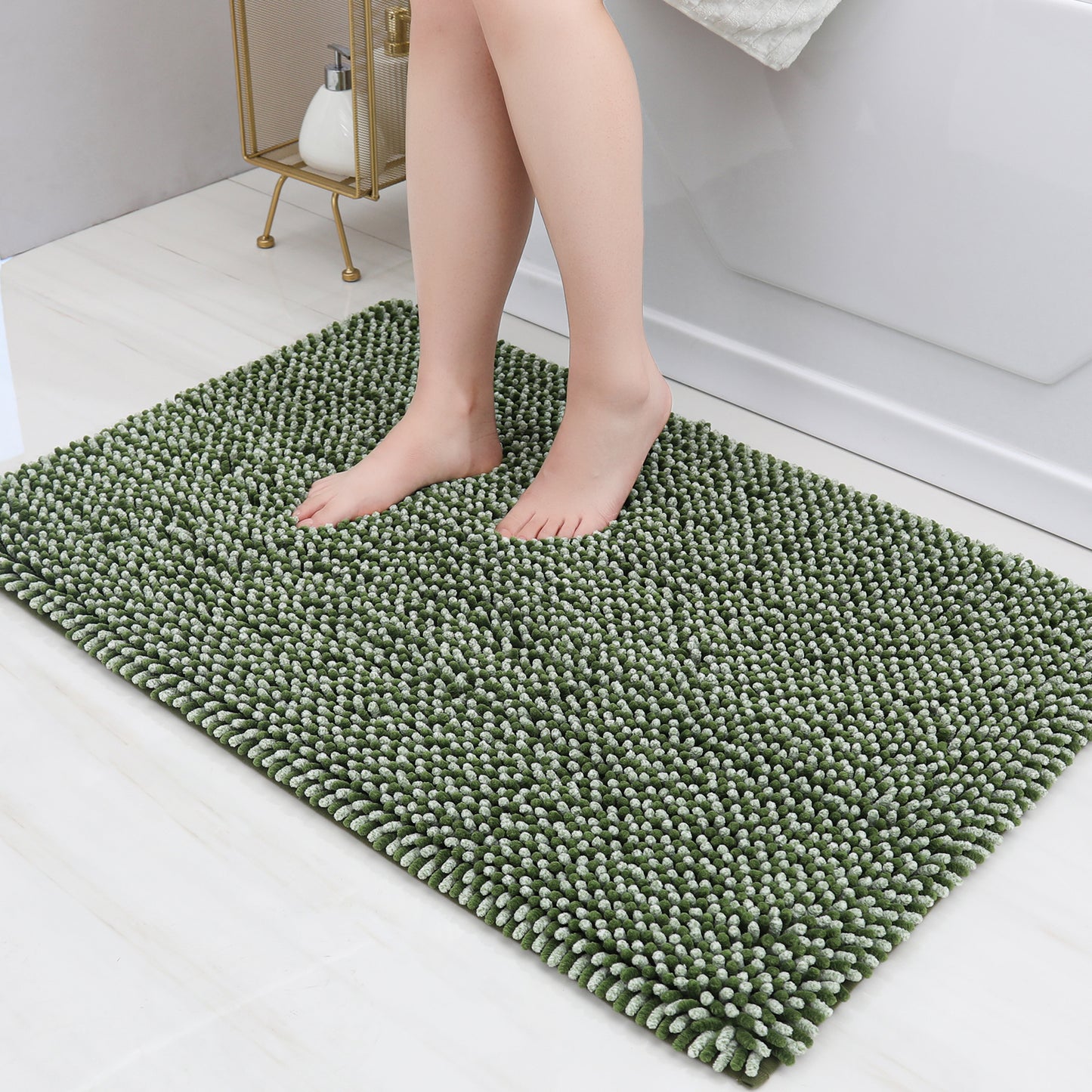 COSY HOMEER Chenille Bathroom Rug, Soft Absorbent Bath Mat Non-Slip, 1.2" Thick Plush Bath Rugs Machine Washable for Bathroom Floor, Tubs and Showers