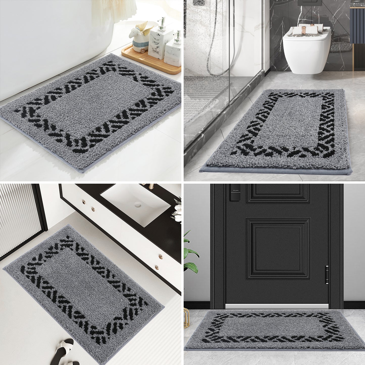 COSY HOMEER Microfiber Bathroom Rug, Soft and Absorbent Bath Mat Non-Slip, Thick Plush Bath Rugs Machine Washable for Bathroom Floor, Tubs and Showers