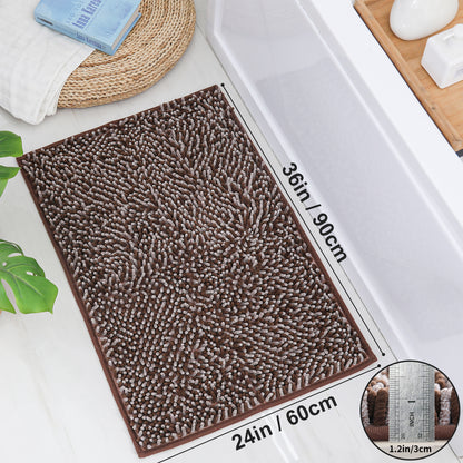 COSY HOMEER Chenille Bathroom Rug, Soft Absorbent Bath Mat Non-Slip, 1.2" Thick Plush Bath Rugs Machine Washable for Bathroom Floor, Tubs and Showers