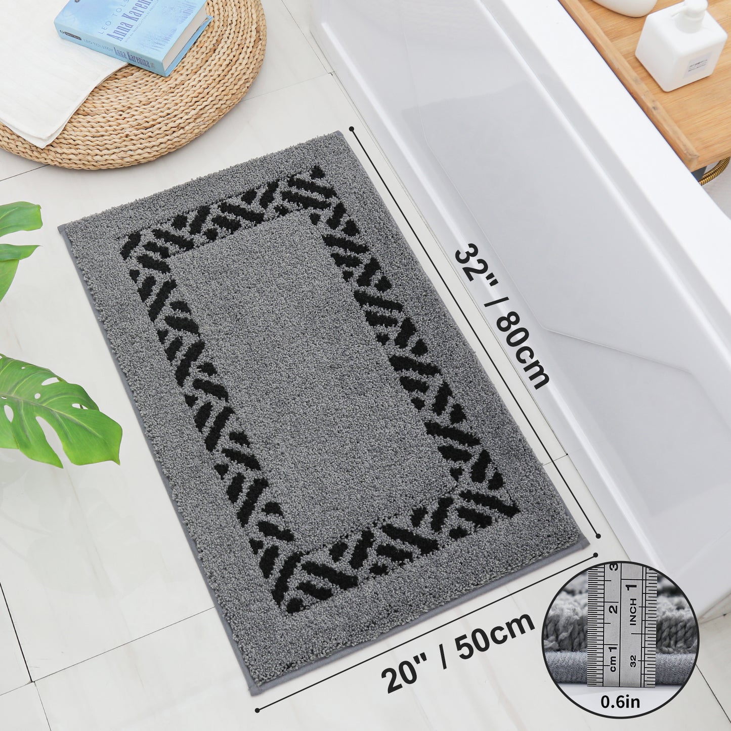 COSY HOMEER Microfiber Bathroom Rug, Soft and Absorbent Bath Mat Non-Slip, Thick Plush Bath Rugs Machine Washable for Bathroom Floor, Tubs and Showers